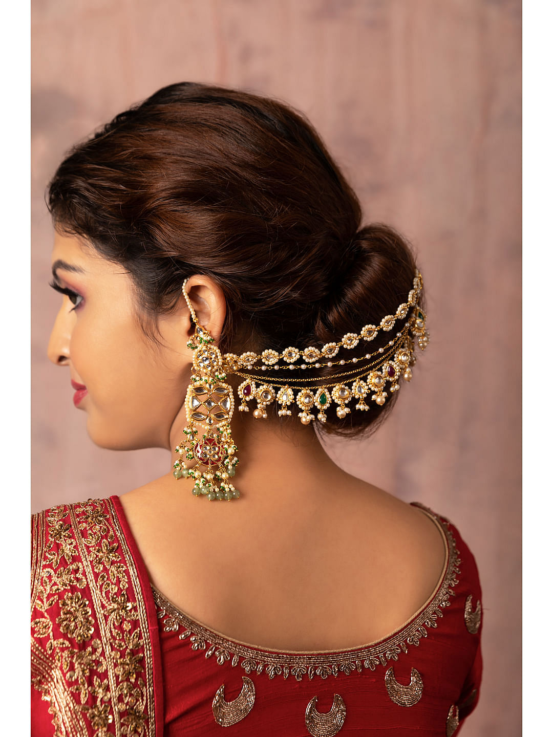 Indian Bollywood Style Gold Plated Kundan Enameled Jhumka Earrings Jewelry  Set | eBay