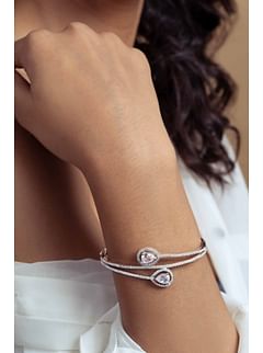 Silver Zirconia Adjustable Bangle Bracelet