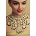 Statement Green And Gold Emerald Drops Choker Necklace
