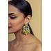 Green Meena Kundan Green & Yellow Drops Earrings