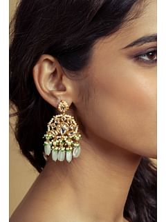 Gold & Green Chand Biya Earrings