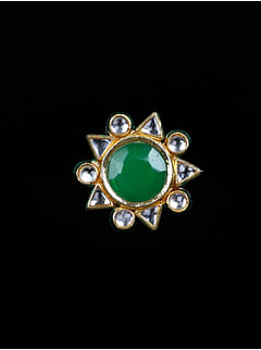 Green and Golden Kundan Ring