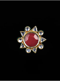 Red and Golden Kundan Ring