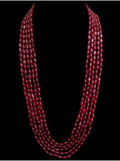 Ruby Plain Beads Panchlada Necklace