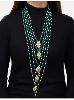 Green and Pearl Kundan Panchlada Necklace