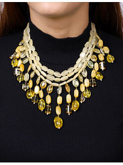 Yellow Citrine Plain Beads Necklace