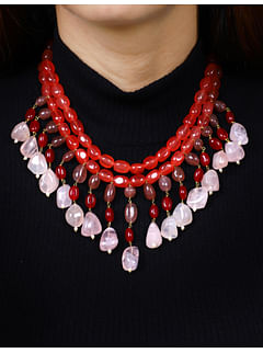Red Plain Beads Necklace