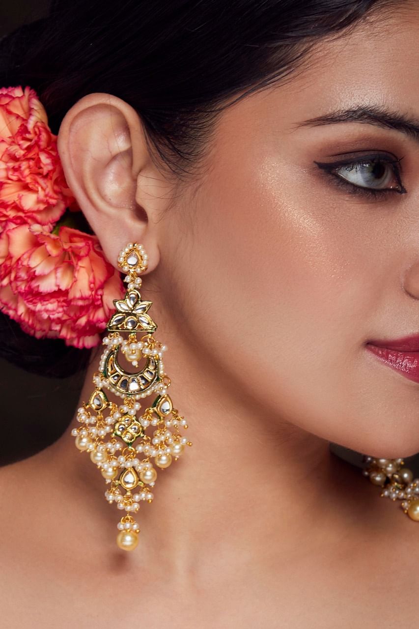 Buy White Pearl Drop Chandbali Earrings by Mae Jewellery By Neelu Kedia  Online at Aza Fashions.