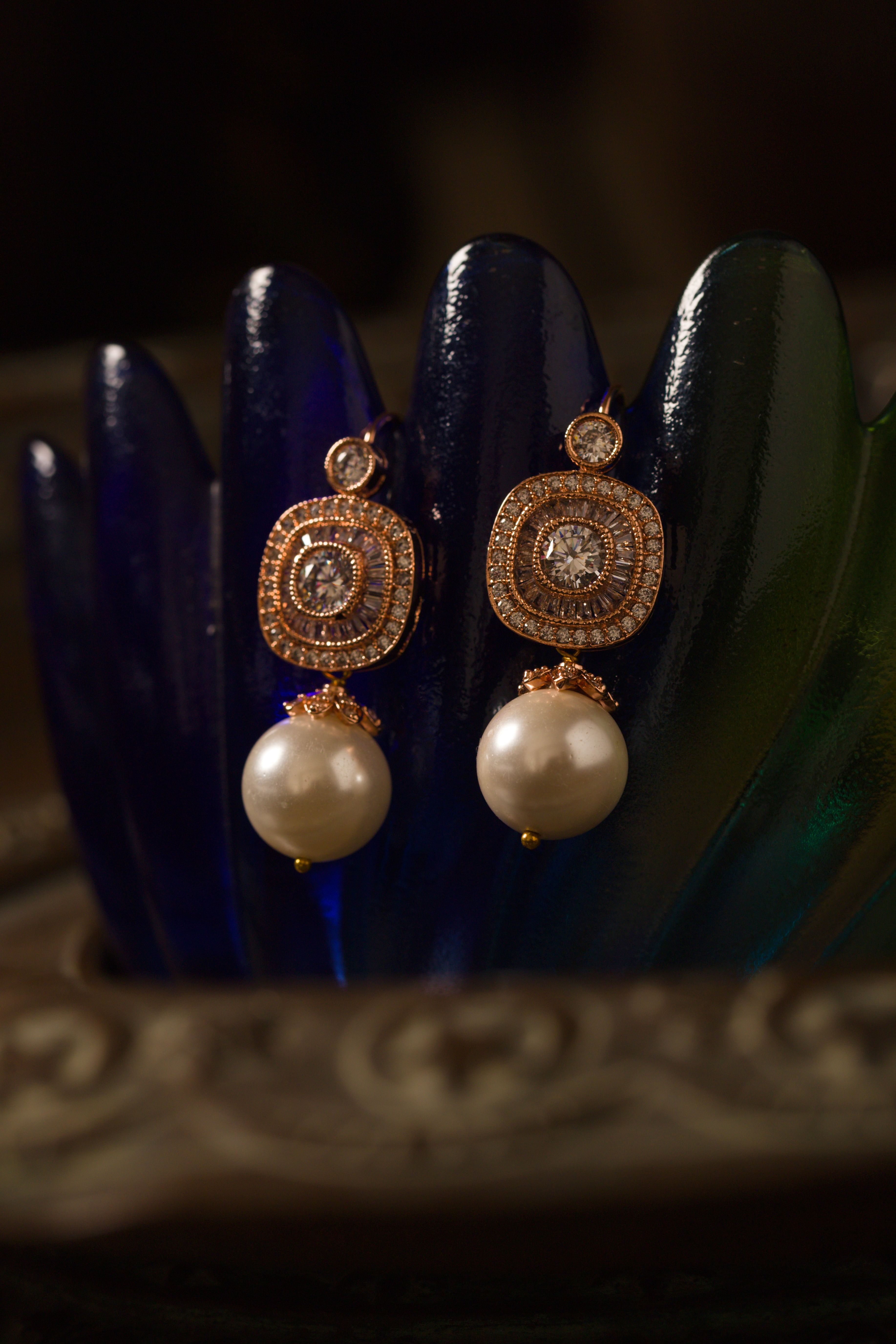 Rose Gold Pearl-Kissed Drop Earrings – GIVA Jewellery