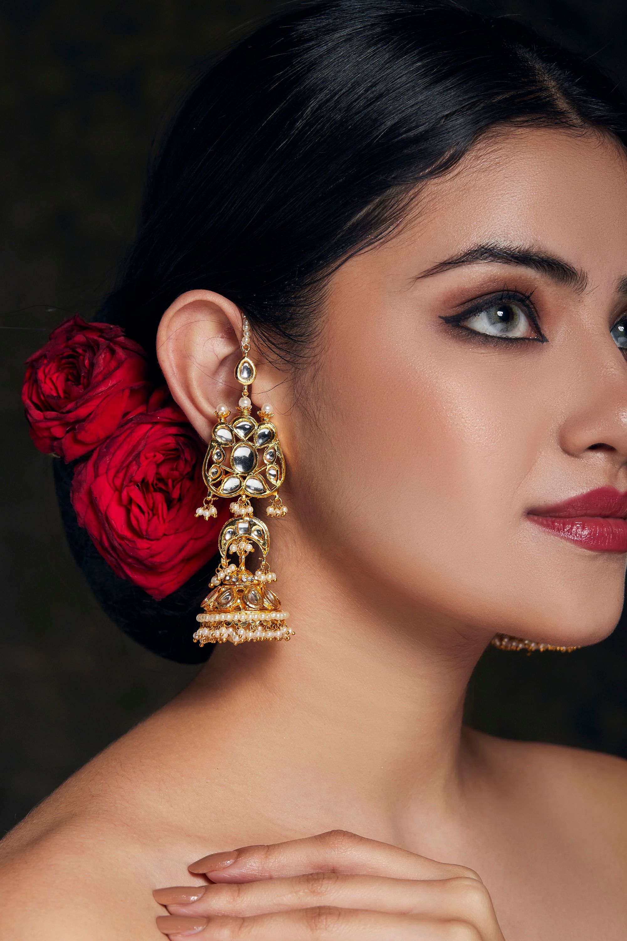 Buy Jhumkas/trendy Big Kundan and Pearl Jhumkas/ Jhumki Earrings Jewelry ,  Indian Jumkas , Jhumkas With White Pearls / Chandbali Jhumkas Online in  India - Etsy