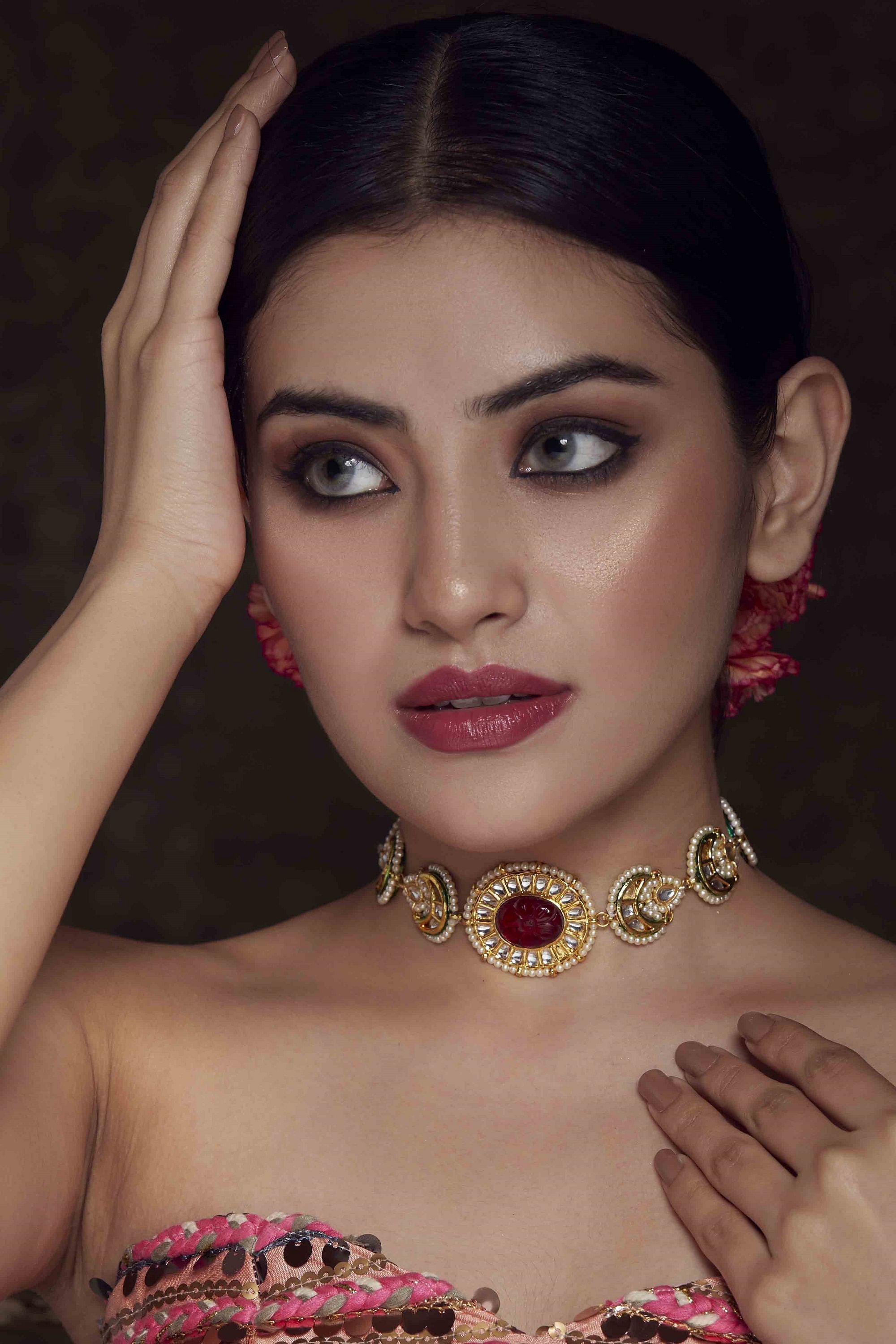 Gold Plated Indian Bollywood Style Pachi Kundan Ruby Choker Necklace  Jewelry Set | eBay