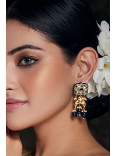 Royal Blue Meenakari Kundan Earrings