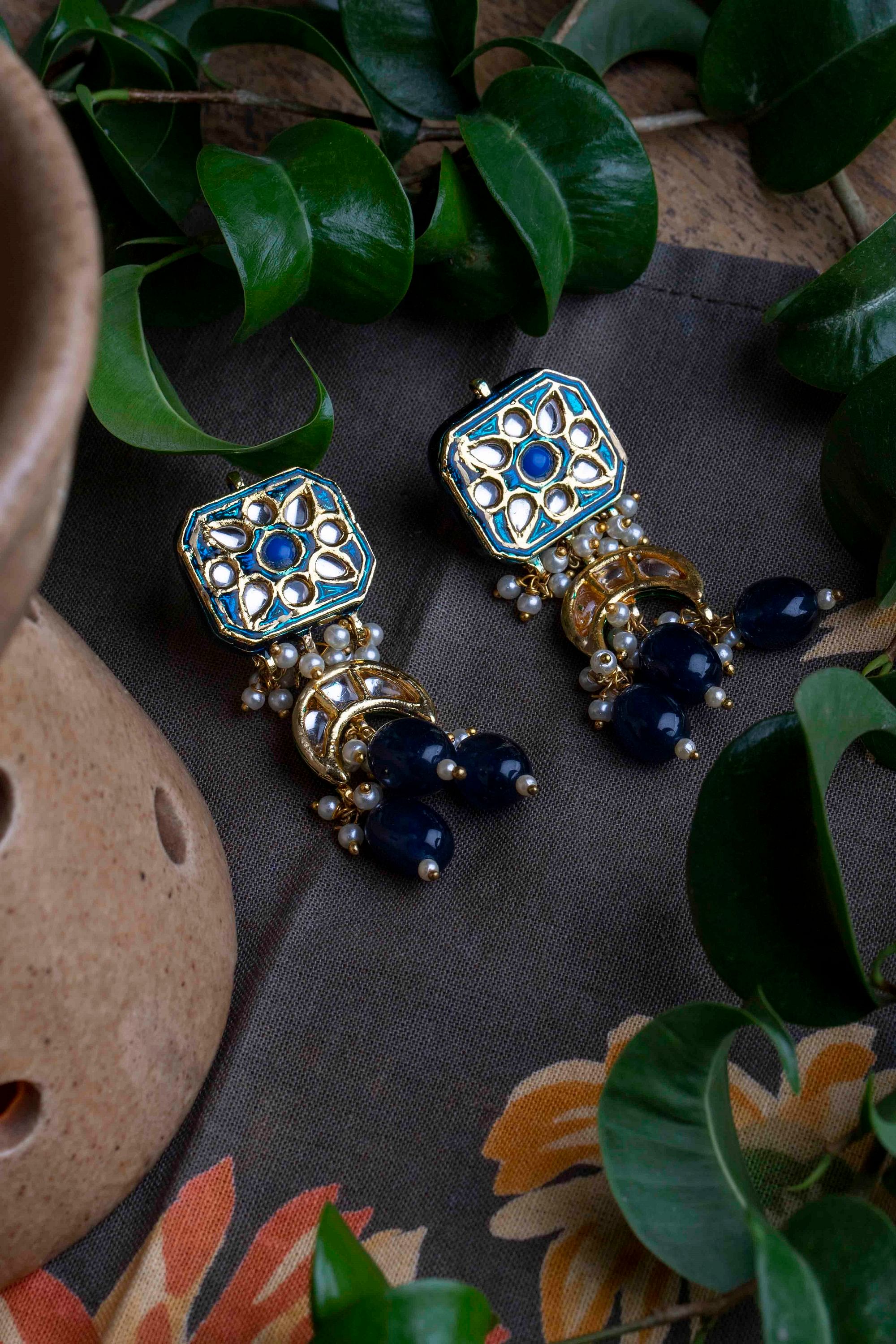 Royal Blue Adeline Crystal Earrings – Beautiful Earth Boutique