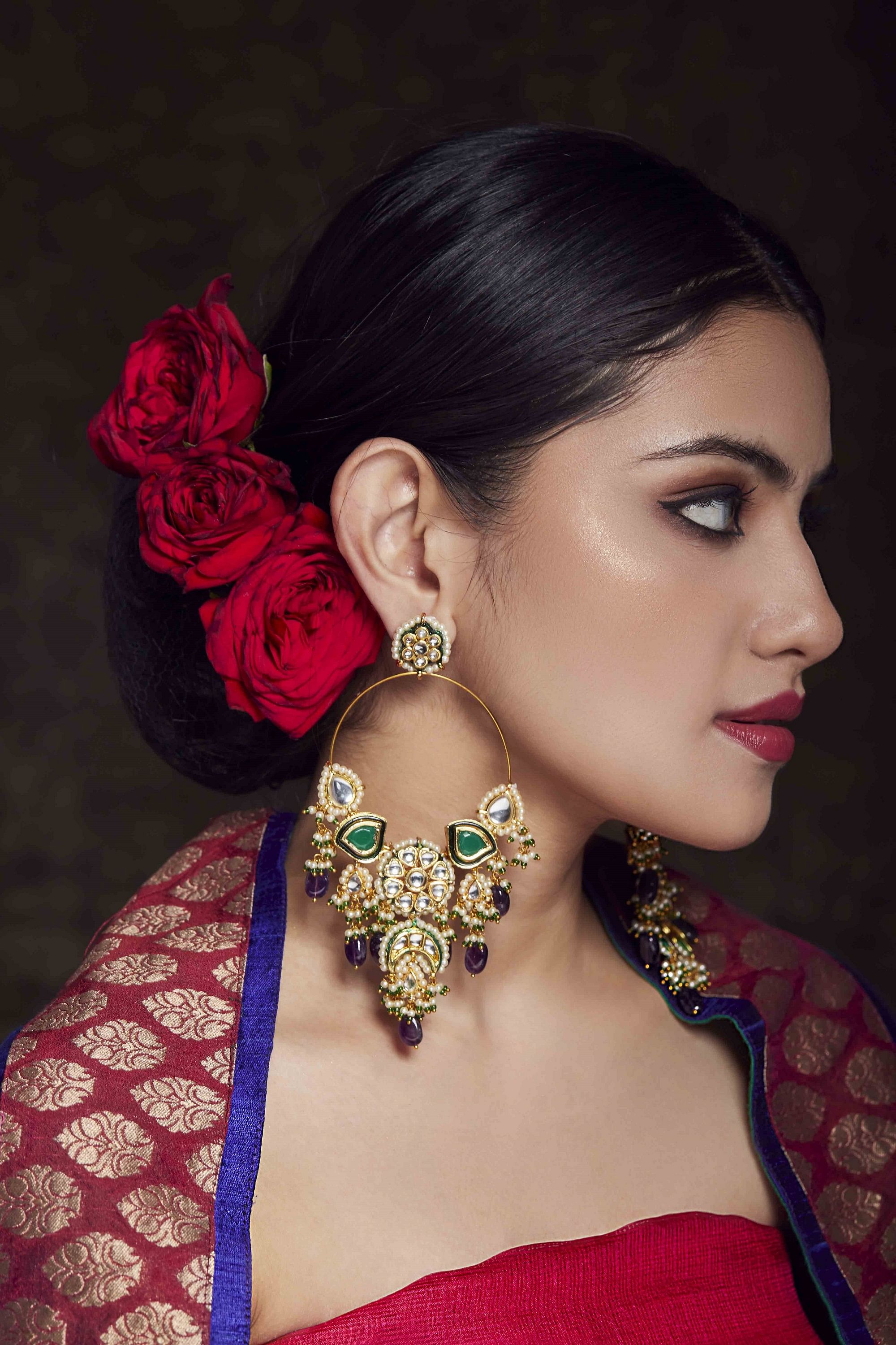 red statement earrings