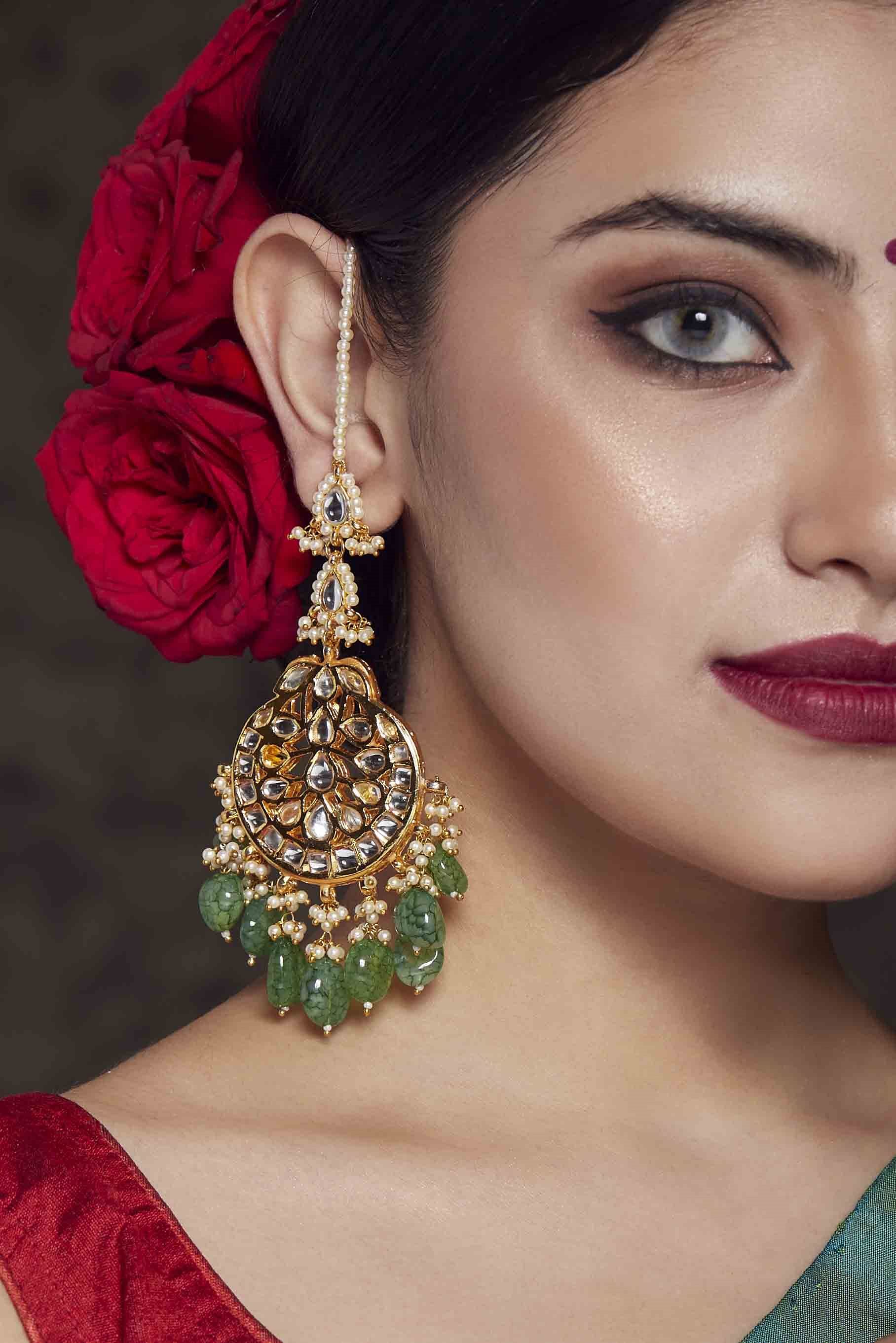 Buy GoldToned  Green Earrings for Women by Crunchy Fashion Online   Ajiocom
