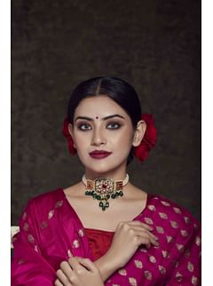 Green and Red Meena Choker