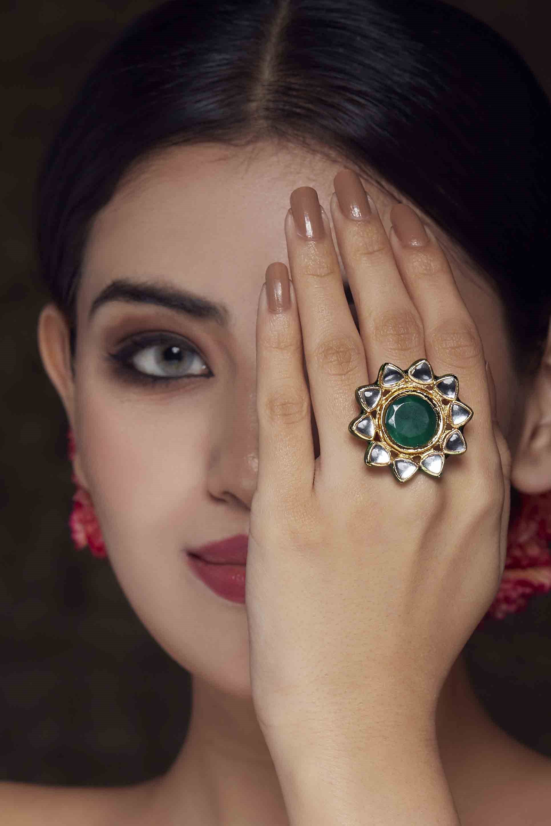 Ring 18 k saudi damas uae navratna for luck, Women's Fashion, Jewelry &  Organizers, Rings on Carousell