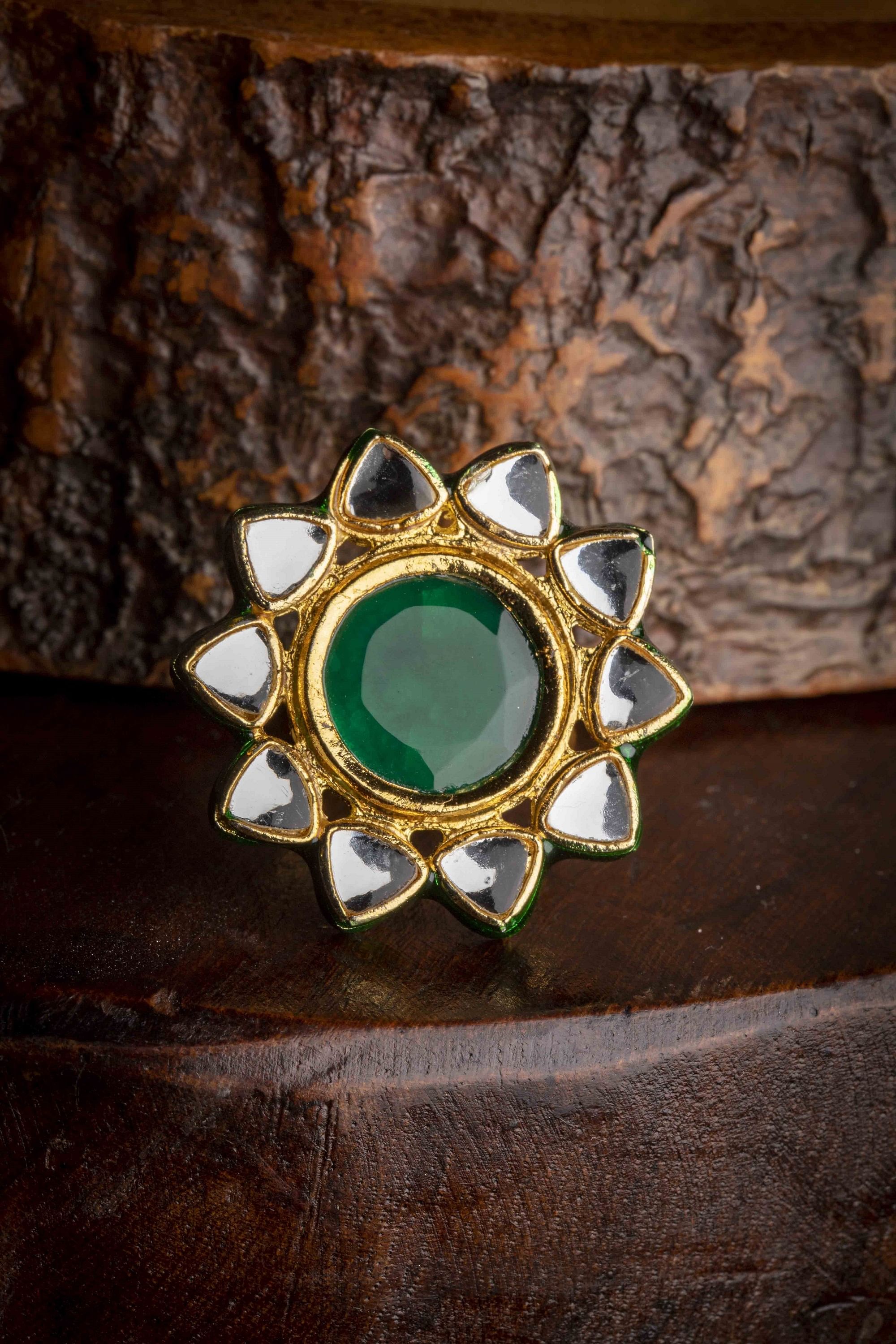 Mid-Century Oval Jade Cocktail Ring in 14k Yellow Gold - Filigree Jewelers