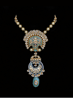 Blue Meenakari with Pearls Kundan Necklace