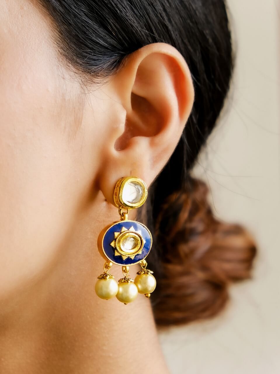 Red Blue Pearl Indian Jhumka Earrings  FashionCrabcom