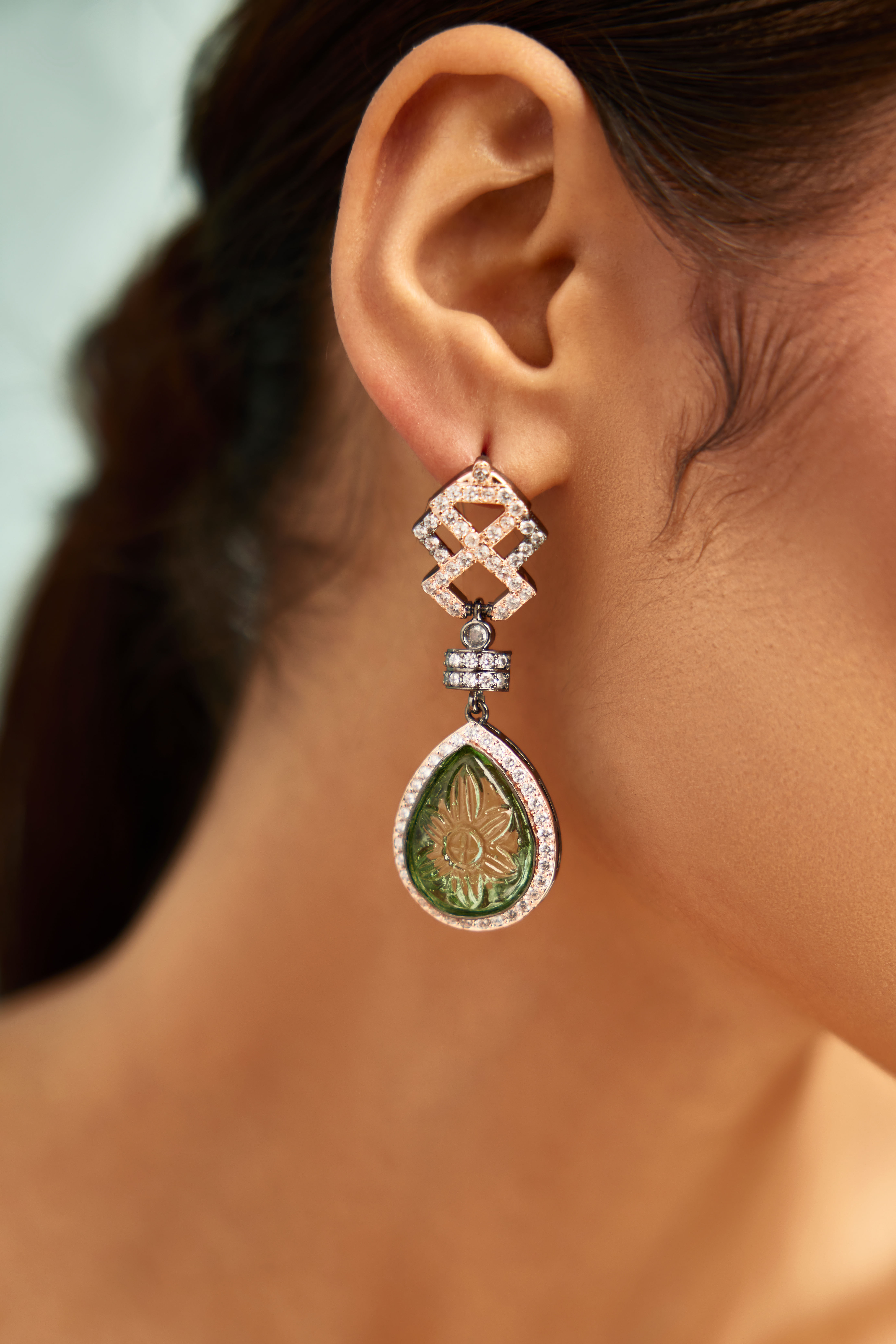 Arrawali Jewellers Brass Carved Stone Earrings at Rs 252/pair in Jaipur