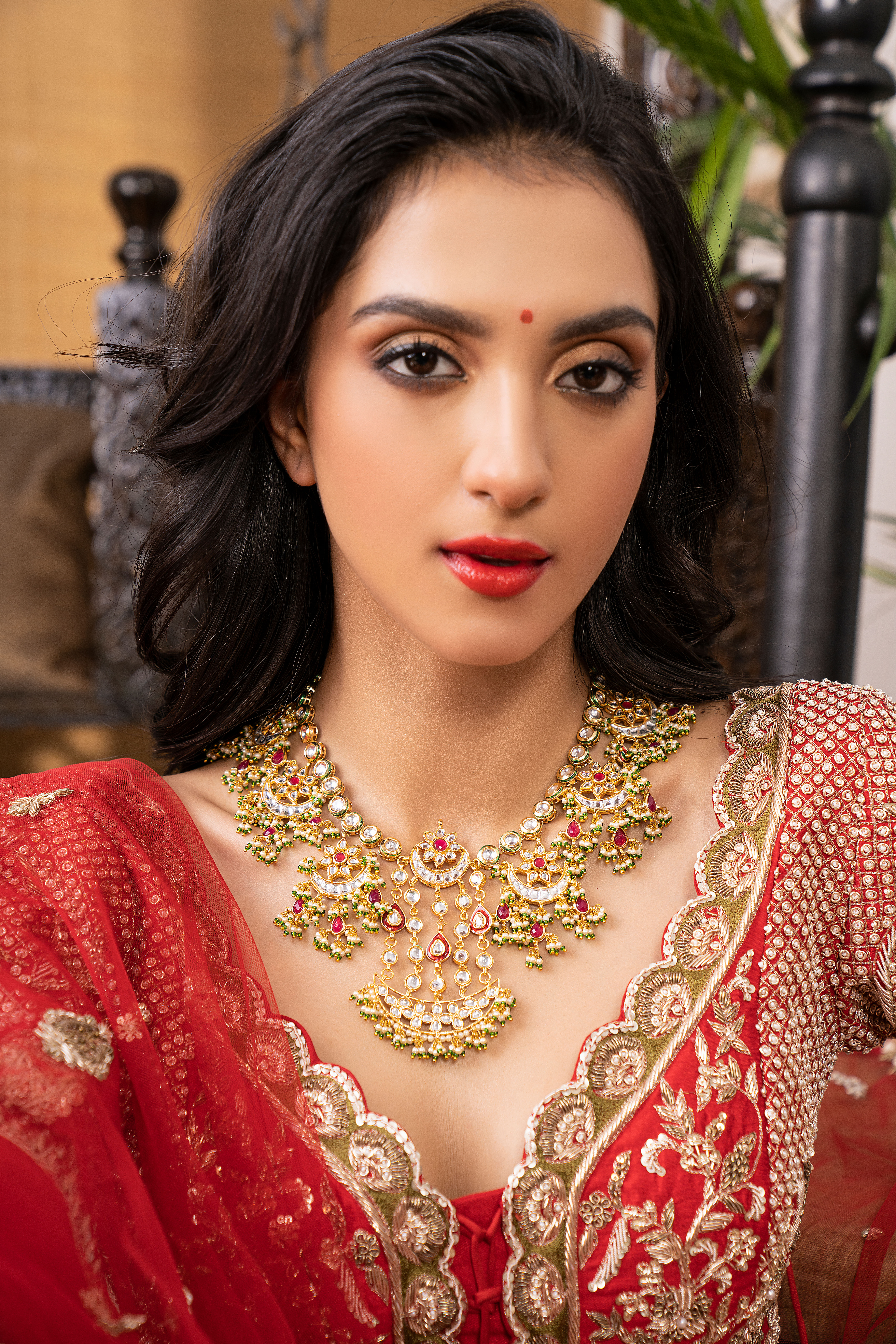 Indian woman in traditional bridal clothes with jewelries and makeup · Free  Stock Photo