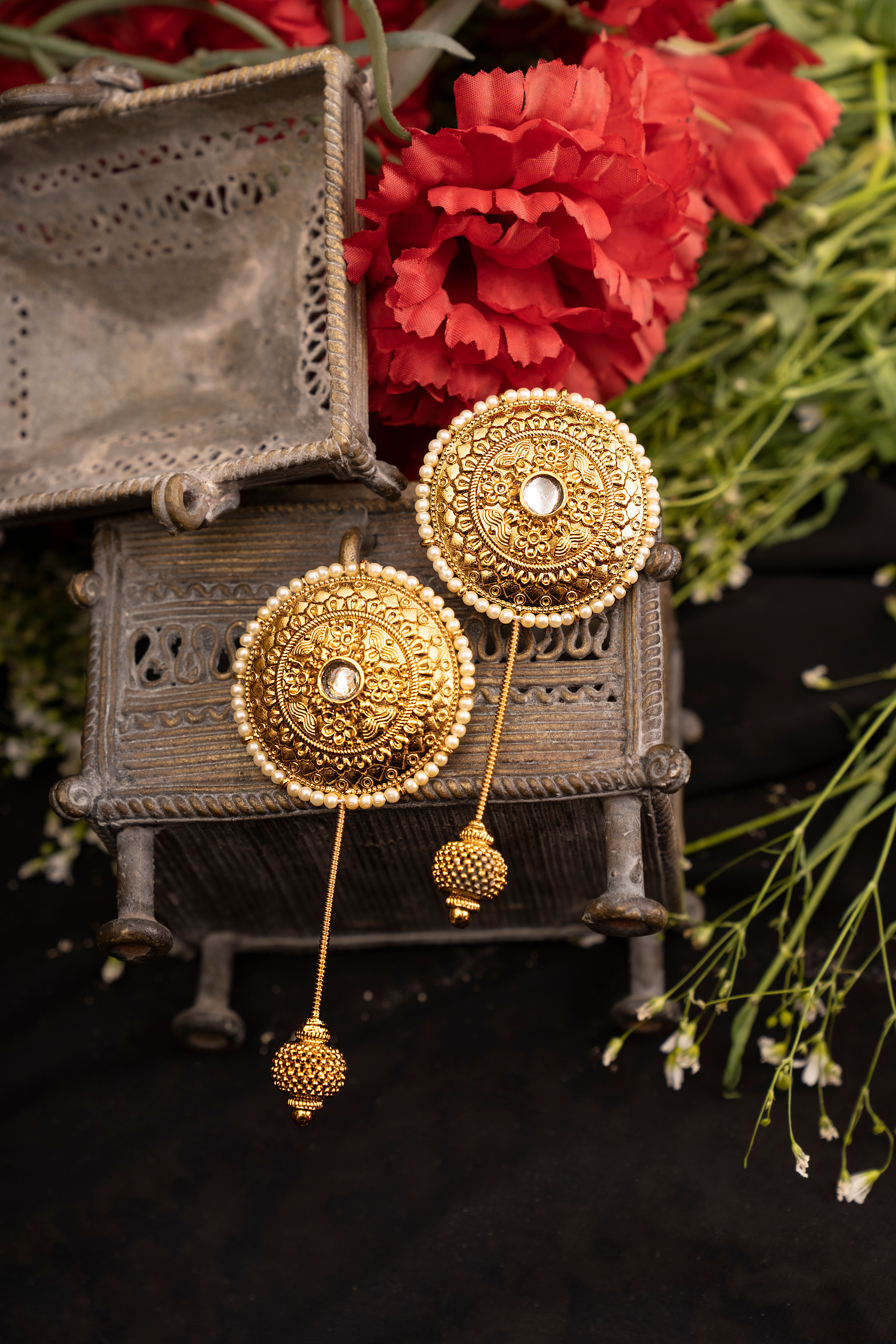 Arya Gold Hoop Earrings - R Narayan Jewellers | R Narayan Jewellers