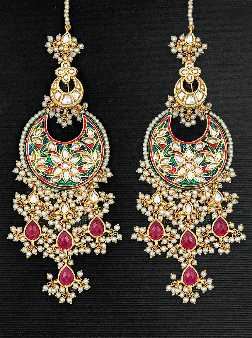 Buy Blue Meenakari with Red Drops Floral Detail Earrings for Women Online  at Ajnaa Jewels |391383