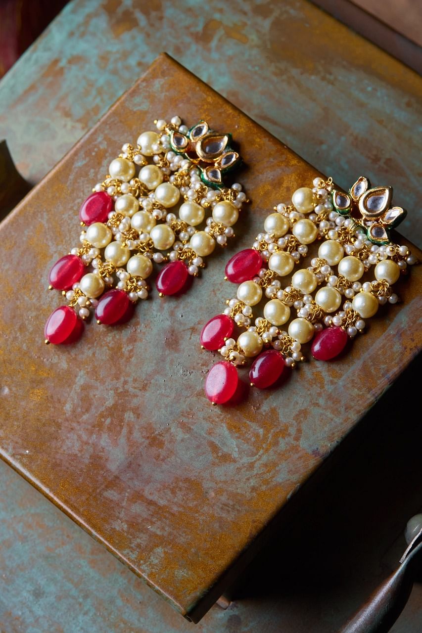 simple &beutifil kundan earrings freeshipping - Vijay & Sons