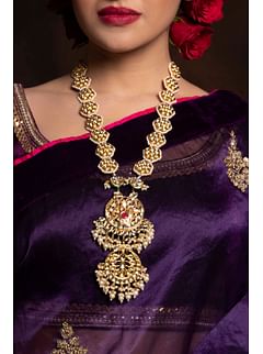 Kundan & Pearl Gold Toned Rani Haar Necklace