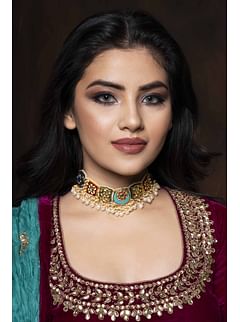 Multi Colored Statement Feroza Centre Choker Necklace Multi Colored Statement Feroza Centre Choker Necklace