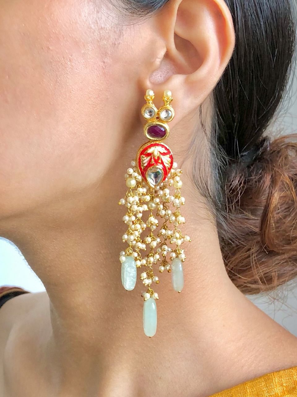 Red Coral Chandelier Earrings Teardrop 925 Sterling Silver Tibetan Silver  Women Jewelry - Etsy