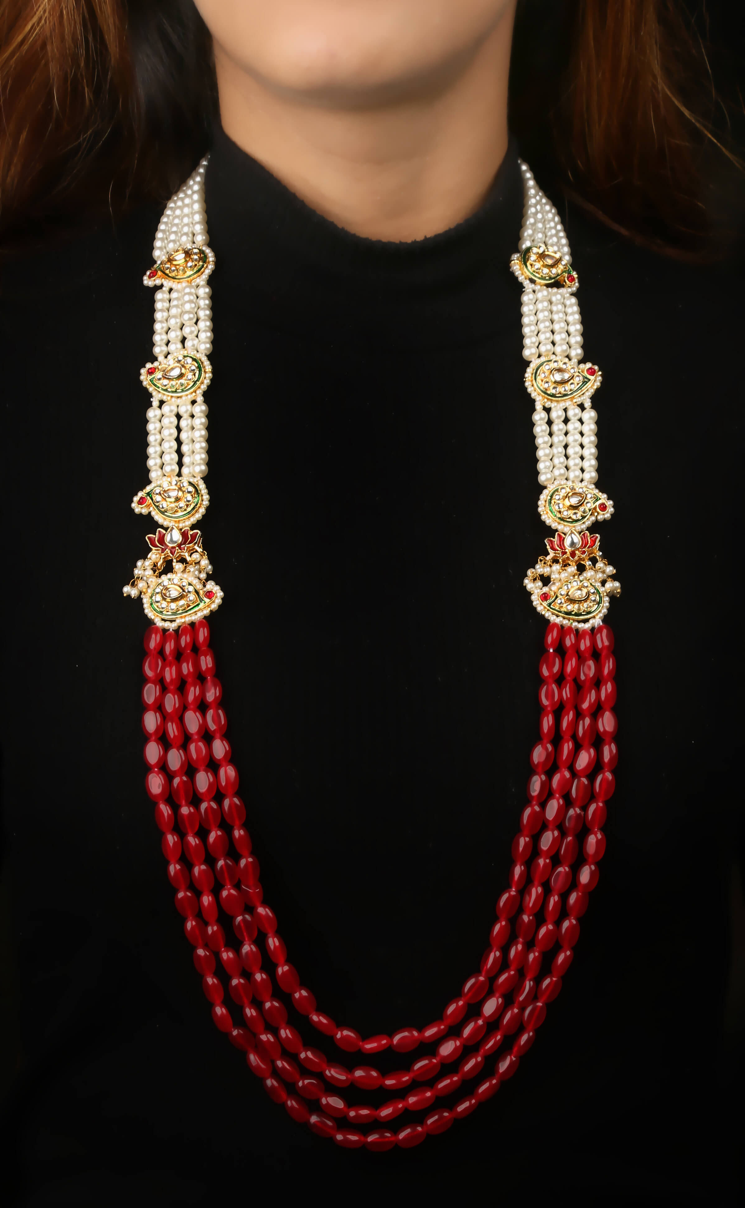 Red sale moti necklace