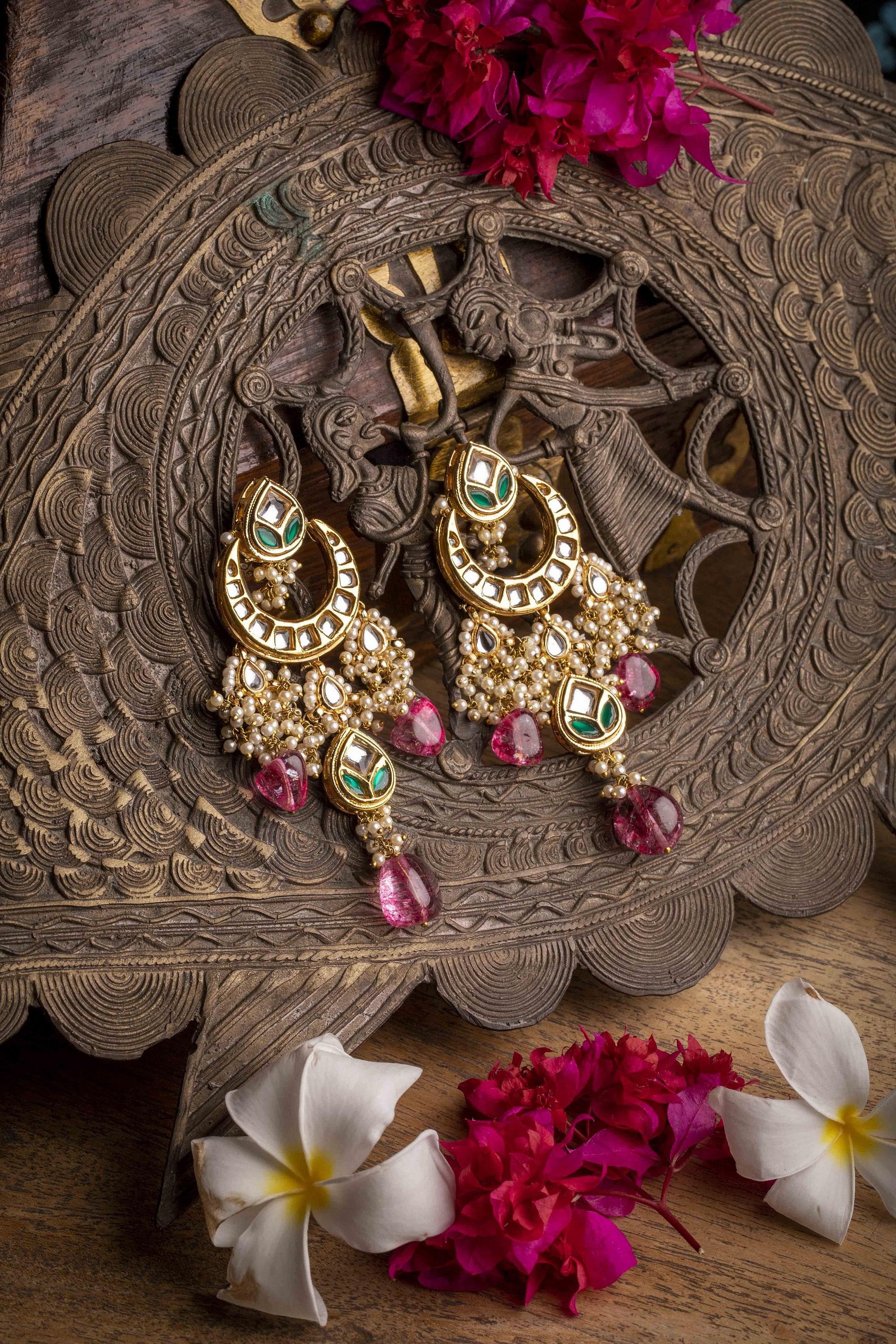 Golden Brass Long Chandbali Earrings  Deara Fashion Accessories