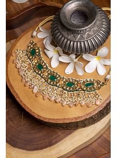 Green Pink Moonstone Choker Necklace Green Pink Moonstone Choker Necklace