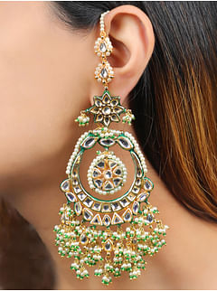 Loaded Pearl & Kundan Chandmilan Earrings