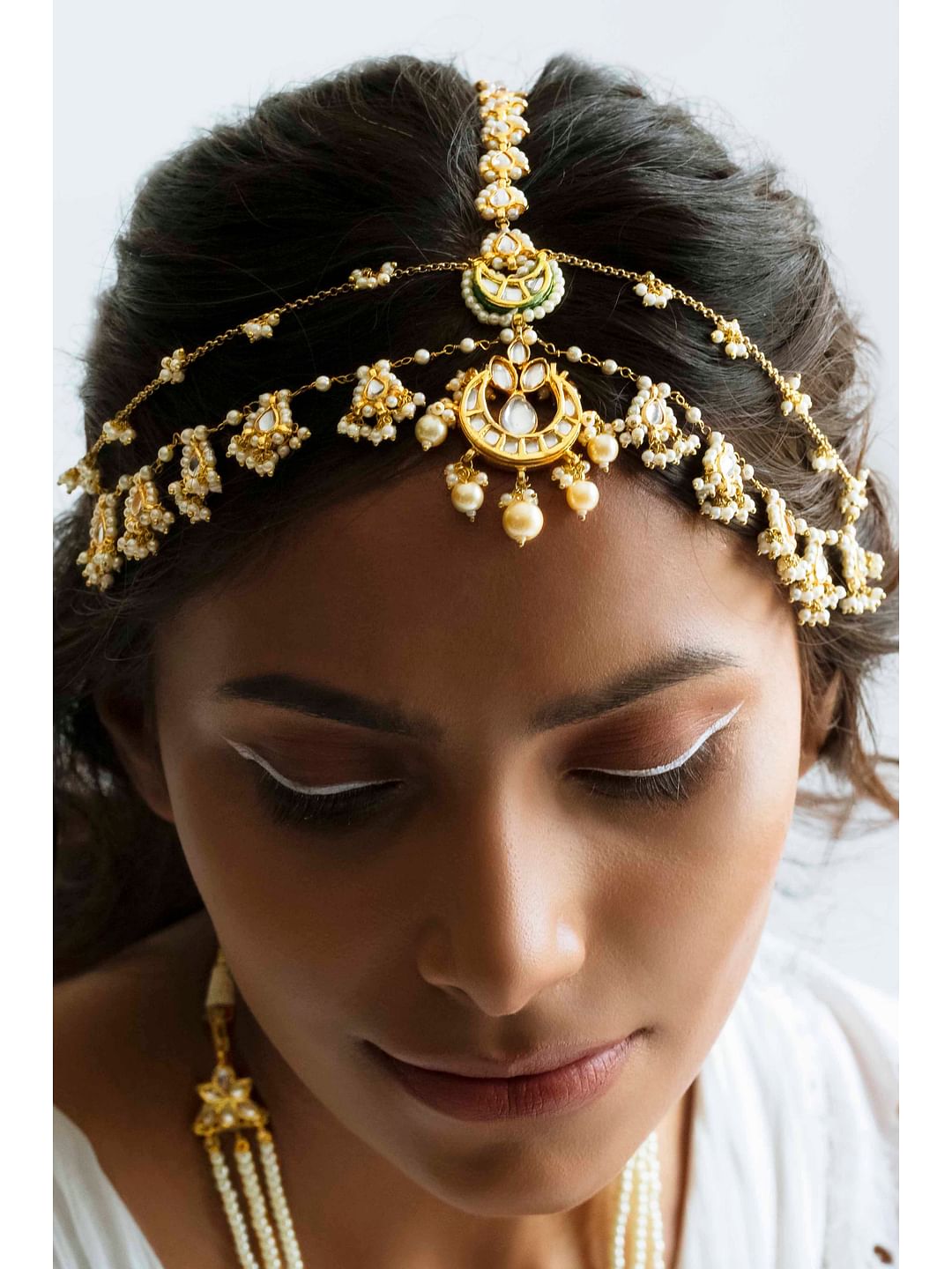 Buy Pearls & Biya Dual String Kundan Matha Patti for Women Online ...