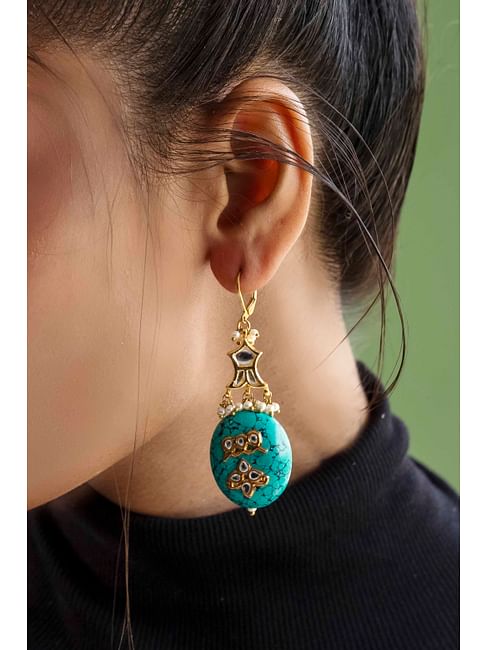 Turquoise Kundan Earrings