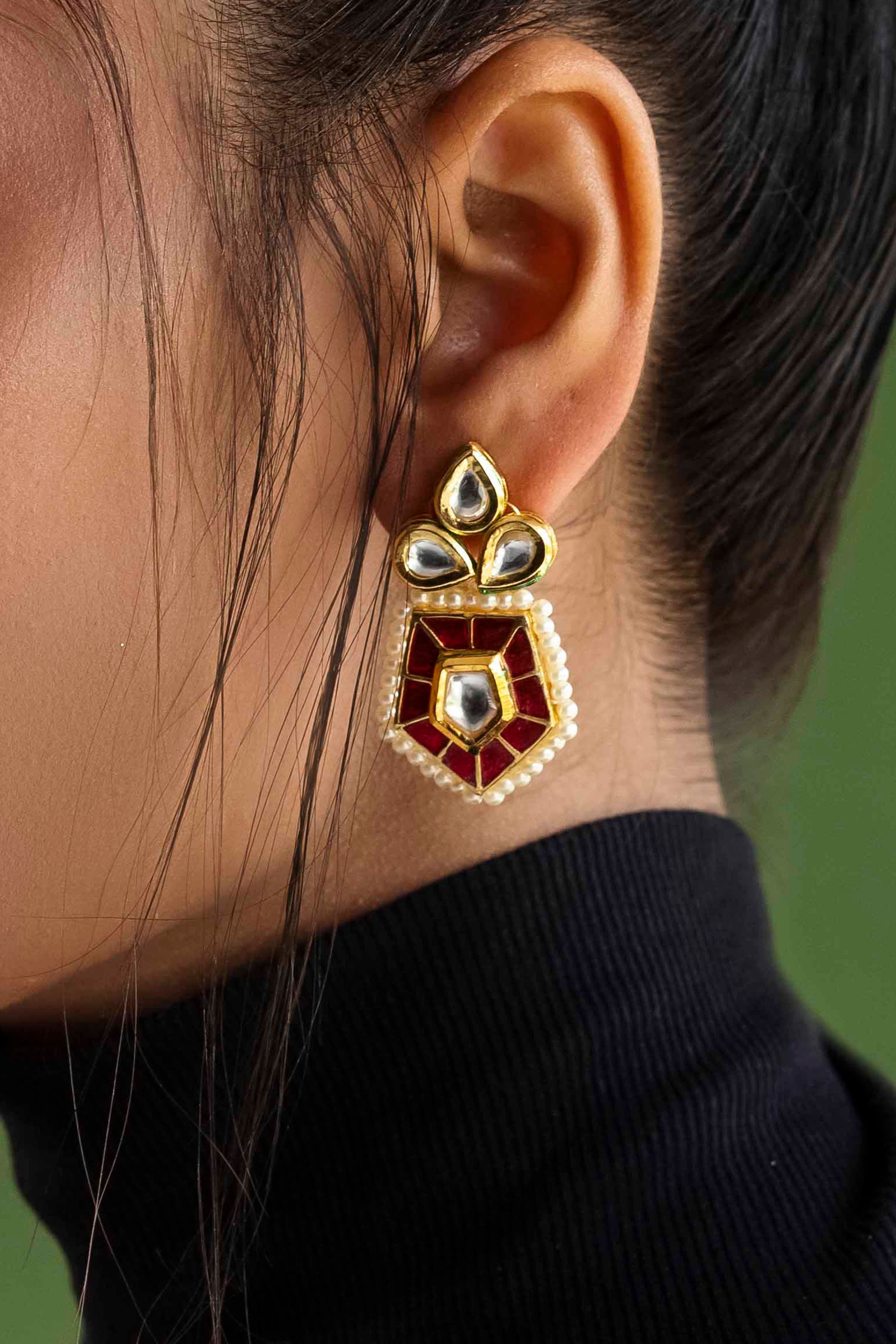 Gulaabi Kundan Earrings