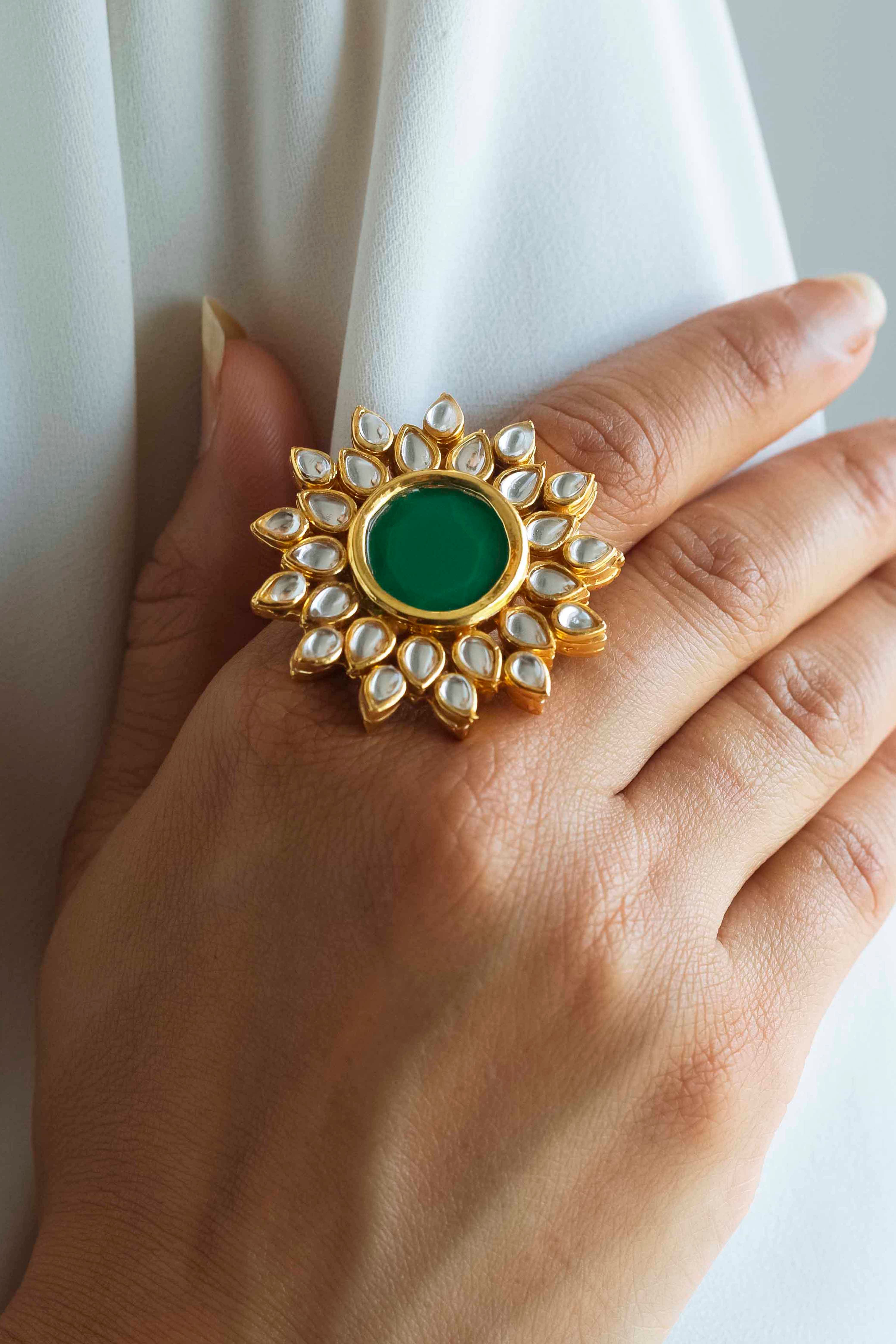 Adjustable Indian Ring Big Round /gold White Kundan Rings/finger Rings Big  Round Bridal Wedding Ring Hand Accessory/bridal Jewelry - Etsy