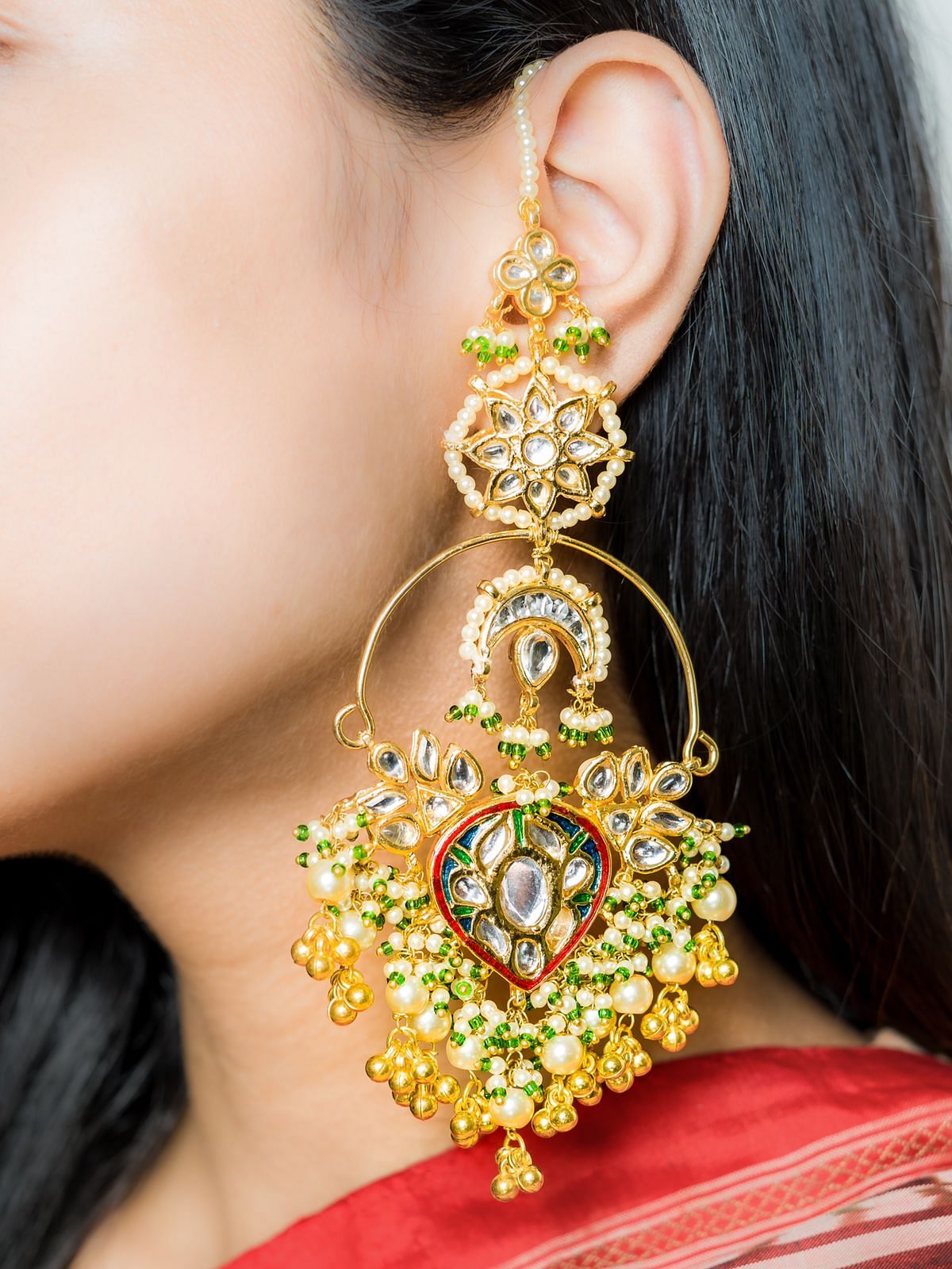 Buy Multicolour Chandbali Ghungroo Earrings Enamel Jewellery Online in  India  Etsy