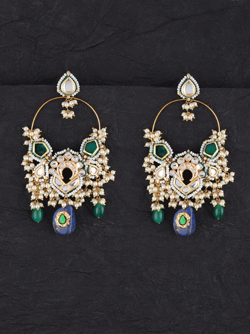 Diamante Mint Green Mini Chandbali Earrings – Curio Cottage