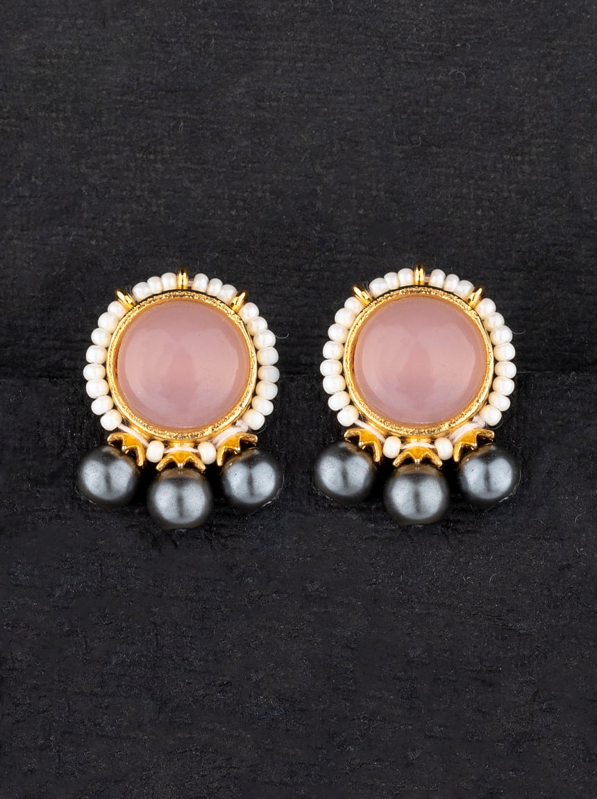 Sterling Silver Rose Quartz Stud Earrings | Augustine Jewels London