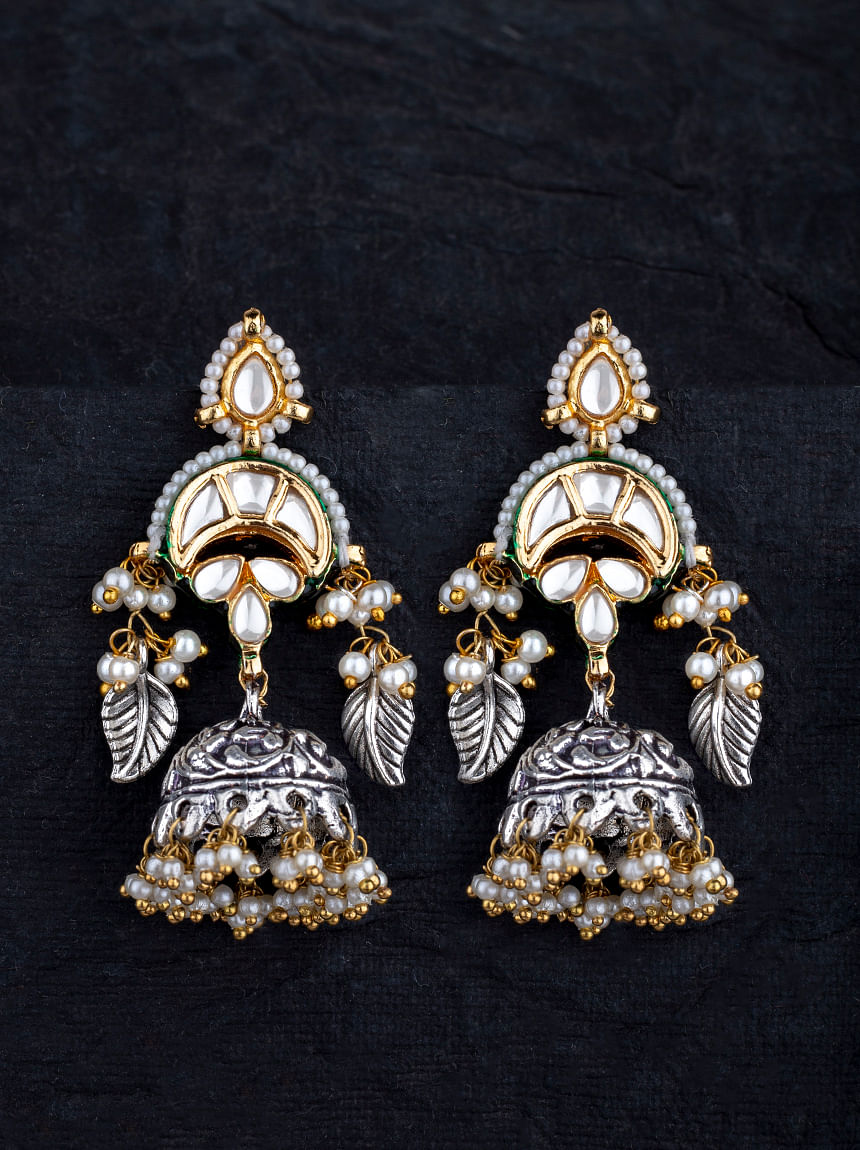 Shop Traditional White Stones Jhumka Earrings Online at Best Price | Cbazaar