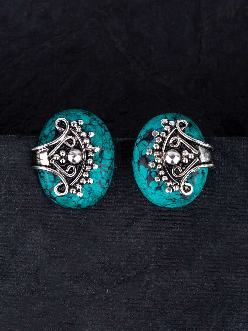 Buy E2O Classic Oxidized Metallic Plated With Meenakari Silver Earrings for Women  Online