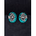 Turquoise with Antique Silver Work Stud Earrings