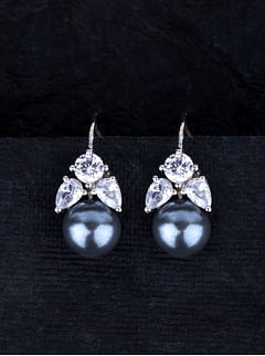 Grey Pearl Zircon Mini Dangler Earrings