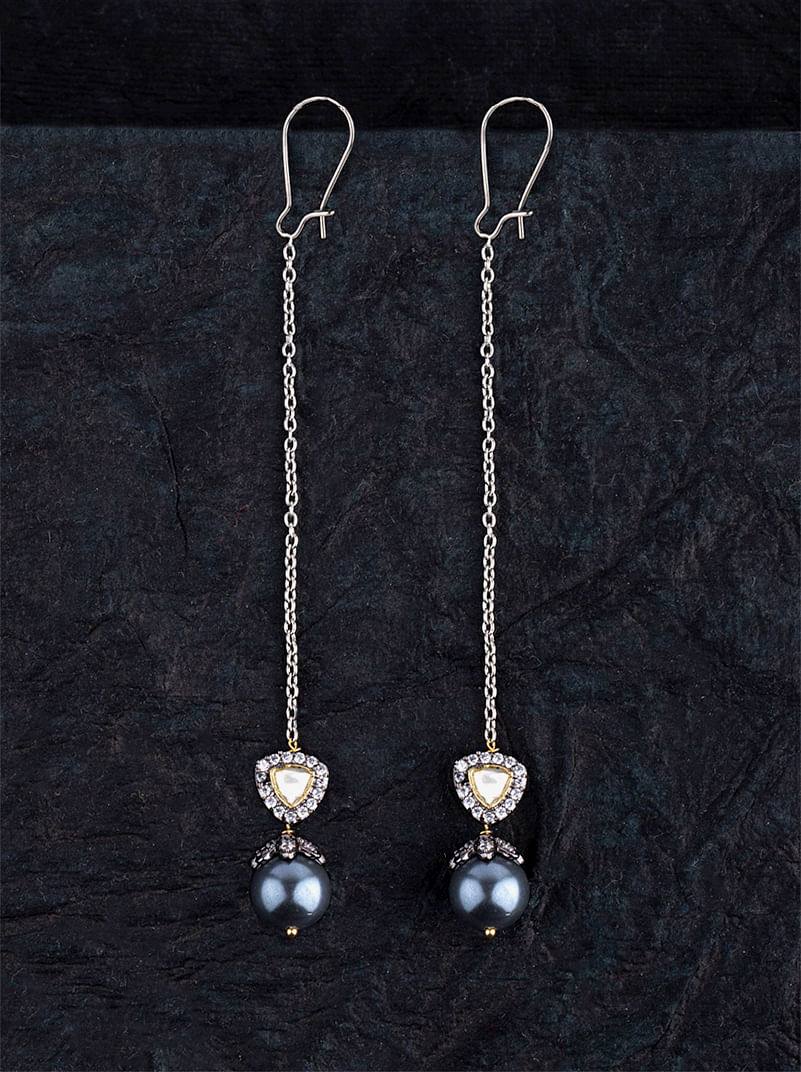 Jersey Pearl - Tahitian Pearl Silver Classic Drop Earrings