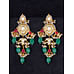 White Pearls with Red & Green Stone Kundan Earrings