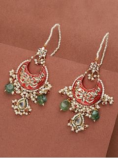 Emerald Red Chandbali Earrings